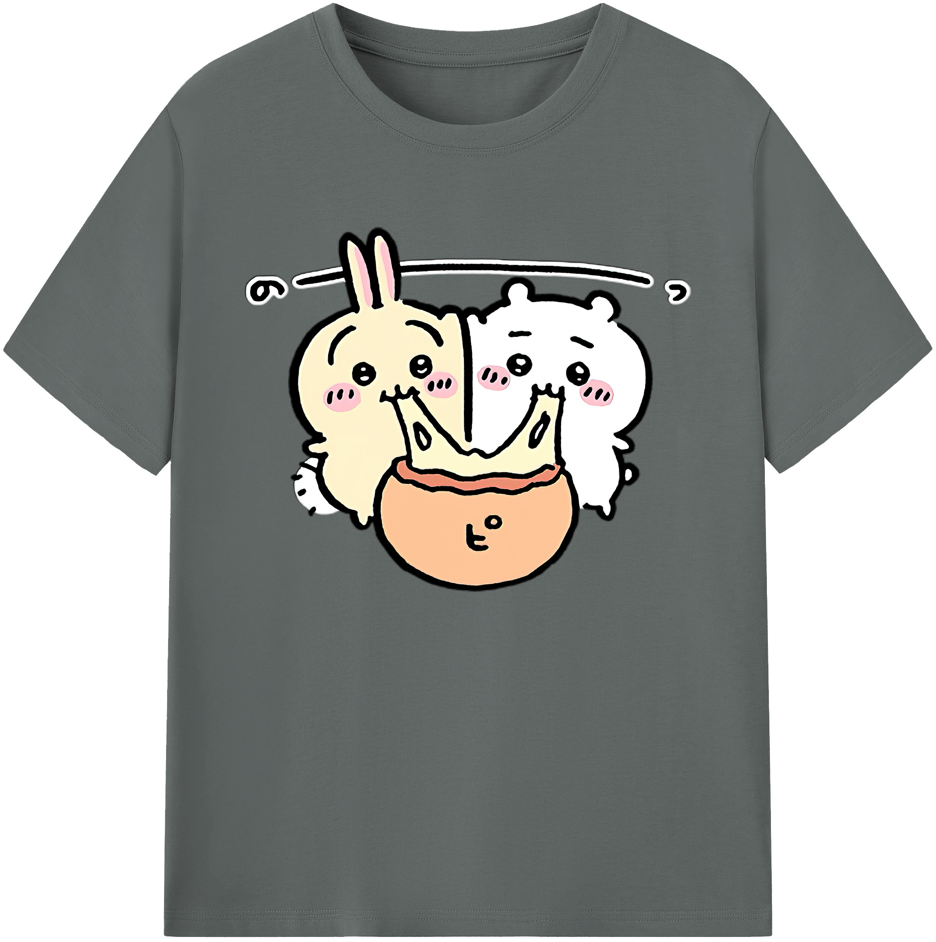 （画像用） ちいかわ うさぎ Chii-kawa usagi 綿100％ メンズ半袖Tシャツ｜肌触りやわらか＆通気性